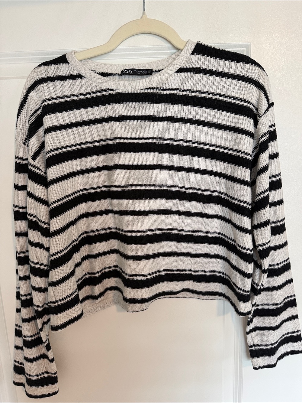 Zara Black & White Striped Long Sleeve Tee